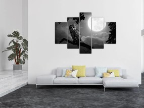 Tablou - Bufniță de noapte, alb și negru (150x105 cm)