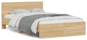 3207506 vidaXL Cadru de pat cu tăblie, stejar sonoma, 135x190 cm