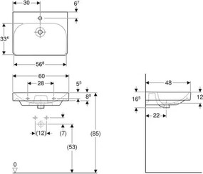 Geberit 501.732.00.1 - Lavoar suspendat Smyle Square 60x48 cm ceramică/alb