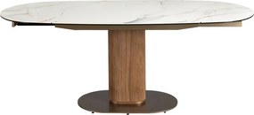 Masa extensibila din lemn si marmura portelanata Barrel 140-200x100cm