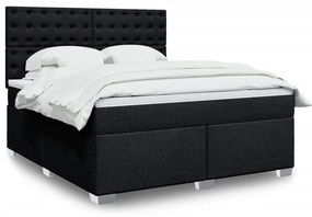 vidaXL Pat box spring cu saltea, negru, 180x200 cm, catifea