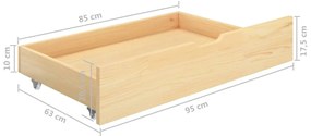 Cadru de pat cu 2 sertare, 160 x 200 cm, lemn masiv de pin Maro, 160 x 200 cm, 2 Sertare
