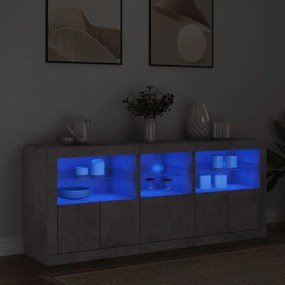 vidaXL Dulap cu lumini LED, gri beton, 162x37x67 cm