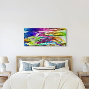 Tablou - Zid de cărămidă cu flăcări colorate (120x50 cm)
