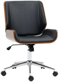 Vinsetto Scaun de birou design vintage înălțime reglabila pivotant 360° picioare cromate 51 x 65,5 x 86-96 cm negru | Aosom Romania