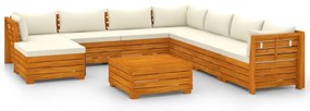 3087297 vidaXL Set mobilier grădină cu perne, 9 piese, lemn masiv de acacia