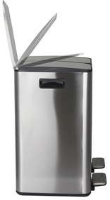 Coș de gunoi argintiu mat pentru reciclare/cu pedală 2x20 l din oțel Aliya – Spirella