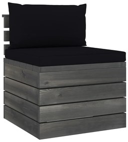 Set mobilier gradina din paleti, 4 piese, cu perne, lemn de pin Negru, 4