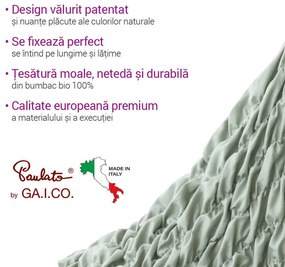 Huse bielastice FUCO bumbac bio mentă fotoliu triplu (l. 170 - 220 cm)