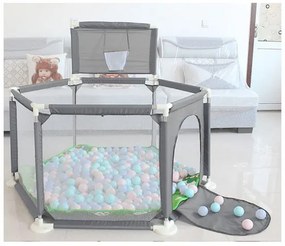 Țarc pentru copii cu mingi și coș 130x65x110cm GREY