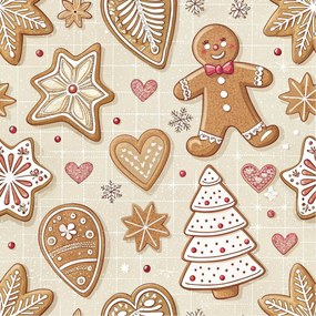 Lenjerie de pat din bumbac GINGERBREAD JOY bej Dimensiune lenjerie de pat: 70 x 90 cm | 140 x 200 cm