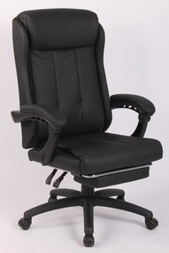 RESIGILAT- Scaun directorial, suport picioare, inaltime reglabila, spatar rabatabil 90-130 grade, piele PU, Negru