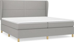 vidaXL Pat box spring cu saltea, gri deschis, 200x200 cm, textil