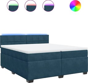 vidaXL Pat box spring cu saltea, albastru, 200x200 cm, catifea