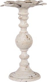 Suport lumanare, alb patinat, din metal, aspect vintage, Ø19x34 cm