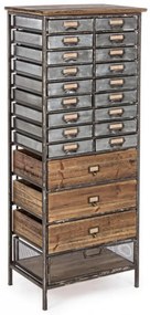 Comoda maro/gri din metal si lemn de Pin, 53 cm, Officina Bizzotto