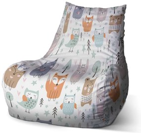 Sac de șezut Bean animale de pădure desenate - pentru copii, colorat