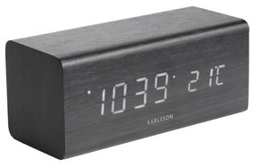 Ceas alarmă cu aspect de lemn Karlsson Block, 16 x 7,2 cm, negru