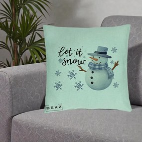 Perna Decorativa Let It Snow Om de Zapada, 40x40 cm, Verde Menta, Husa Detasabila, Perna Inclusa, BEKZ®