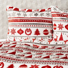 Lenjerie pat micro-flanelă Crăciun 4Home Christmas Time, roșu, 160 x 200 cm, 70 x 80 cm