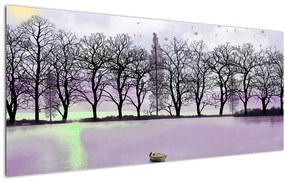 Tablou - Barcă pe lac (120x50 cm)