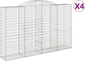vidaXL Coșuri gabion arcuite 4 buc, 300x50x180/200 cm, fier galvanizat