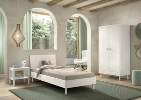 Set Mobilier Camera Copii Forrest Beech, Pat 90x200 cm, Dulap cu 2 Uși și Noptieră, din Lemn de Fag Lăcuit Alb – Vipack