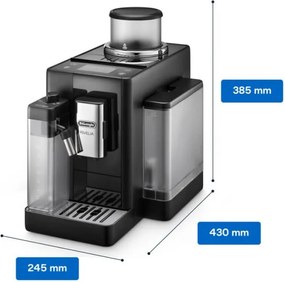 Mașină de espresso DeLonghi Rivelia Onyx Black EXAM440.55.B, 1450 W, 19 bari, 1,4 L, 16 băuturi, Aroma, LatteCrema Hot, Twin Shot, Bean Adapt, ecran tactil TFT, negru mat