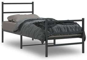 vidaXL Cadru pat metalic cu tăblii de cap/picioare  negru, 80x200 cm