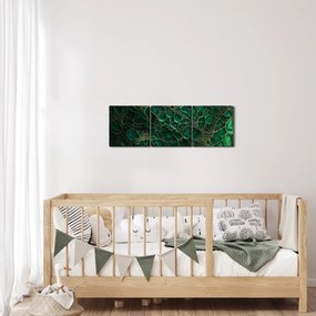 Tablou - Imagine microscopică verde (cu ceas) (90x30 cm)