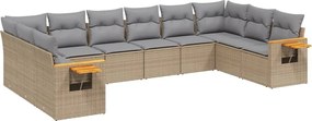 vidaXL Set canapele de grădină cu perne, 10 piese, bej, poliratan