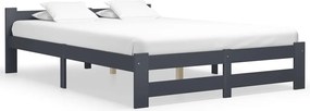 vidaXL Cadru de pat, gri închis, 140x200 cm, lemn masiv pin
