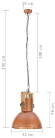Lampa suspendata industriala 25 W aramiu 42 cm mango rotund E27 42 cm, Cupru, 1, Cupru
