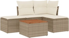 vidaXL Set canapele de grădină cu perne, 5 piese, bej, poliratan