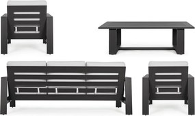 Set mobilier de gradina, 4 piese, metal, gri / negru, Baltic Bizzotto