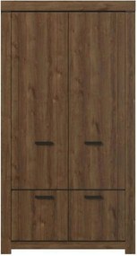 Dulap BRASS, stejar brun, PAL laminat, cu 4 usi, 112x60x210 cm