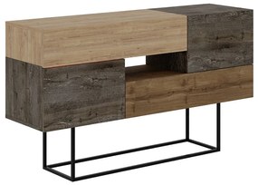 Comodă maro/în culoare naturală joasă cu aspect de lemn de stejar 145x82 cm Titan – Marckeric