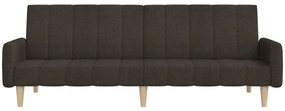 Canapea extensibila cu 2 locuri, maro, material textil Maro inchis, Fara suport de picioare