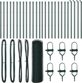 vidaXL Stâlp de gard. Verde 50 x 0,5 m (13 mm plasă) Oțel și PVC