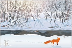 Tablou - Vulpe în peisaj de iarnă (90x60 cm)