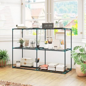 Outsunny Suport Vertical pentru Plante cu 3 Niveluri din Oțel și Plastic, Suport Ghivece pentru Interior și Exterior, Grădină, Balcon, 143x48x100 cm, Verde Închis | Aosom Romania