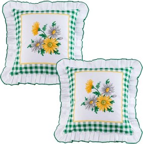 decoDoma Set de 2 fețe de pernă cu volănaș GERBERA 40 x 40 cm