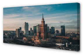 Tablouri canvas Varșovia panorama de zgârie-nori răsărit de soare