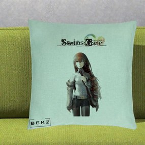 Perna Personalizata Steins Gate Kurisu Makise Anime, 40x40 cm, Verde Menta, Husa Detasabila, Perna Inclusa, BEKZ®