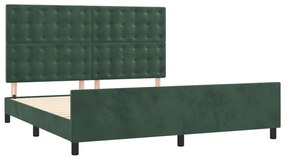 Cadru de pat cu tablie, verde inchis, 160x200 cm, catifea Verde inchis, 160 x 200 cm, Nasturi de tapiterie
