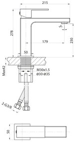 Baterie de lavoar Sapho CUBEMIX 27,8 cm crom lucios