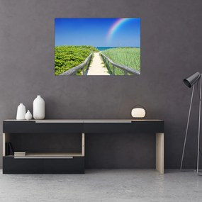 Tablou - Peisaj și curcubeu (90x60 cm)