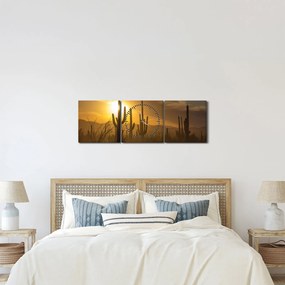 Tablou - Cactuși Saguaro (cu ceas) (90x30 cm)