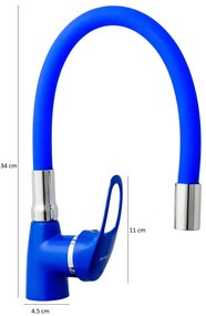 Baterie bucatarie TRENDY'S, tip lebada, pipa flexibila,albastra