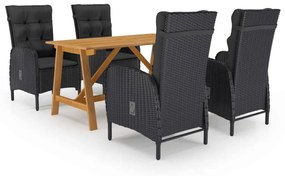 3068742 vidaXL Set de masă pentru grădină, 5 piese, negru